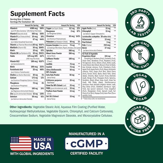 Vegan Multivitamin for Men and Women with Vitamins and Chelated Minerals for Energy Focus and Immune Health – Premium Daily Womens and Mens Multivitamins &amp Multiminerals – 90 Tablets