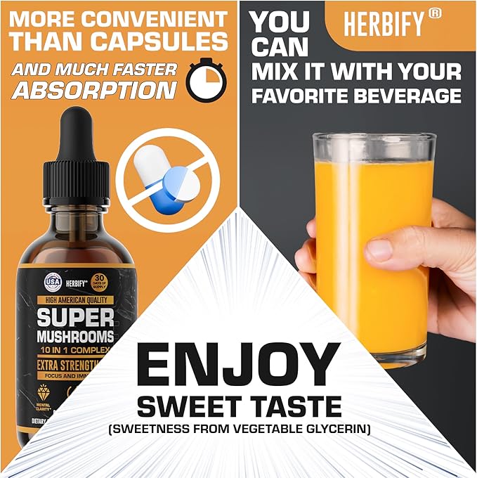 Mushroom Supplement - Lions Mane Reishi Cordyceps Chaga Turkey Tail Inulin &amp More Mushrooms For Immune Support Energy - Premium Nootropic Brain Supplements For Memory And Focus - Made in USA 2 FL