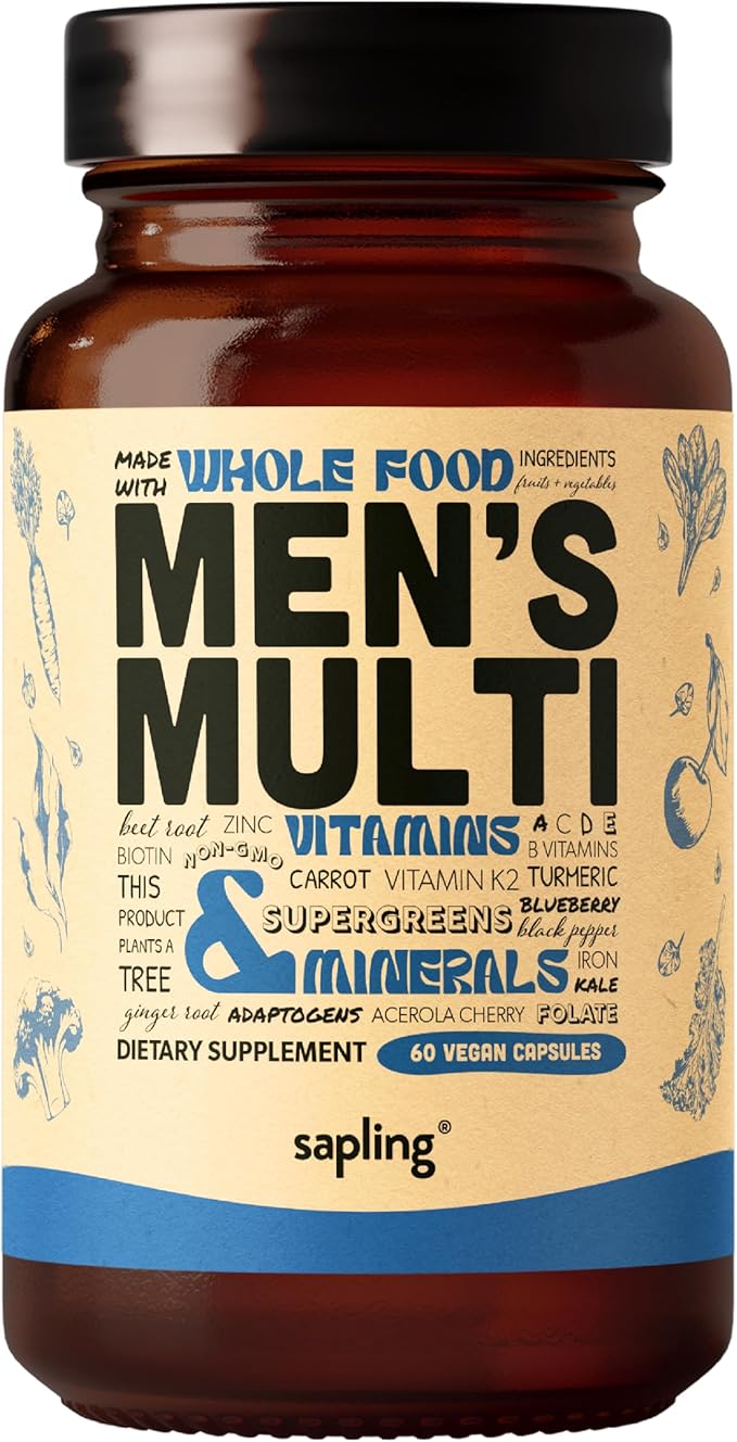 Multivitamin for Men - Daily Men’s Multivitamin - Methylated B Complex with Whole Food Ingredients Vitamin B12 Folate A C D3 E K2 Organic Fruits &amp Vegetables - Vegan Non-GMO - 60 Caps