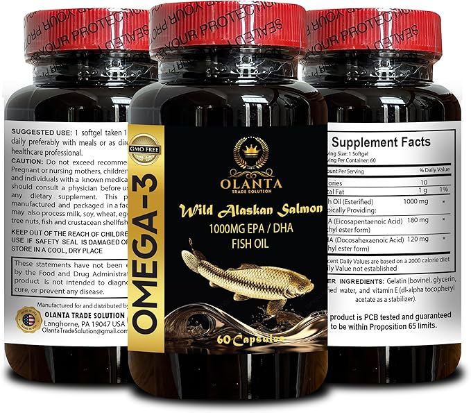Fish Oil Omega 3 Supplements - Omega 3 softgels Supports Joint Eyes Brain Wild-Caught Molecularly Distilled Fish Oil - 2 Bottles 120 Capsules