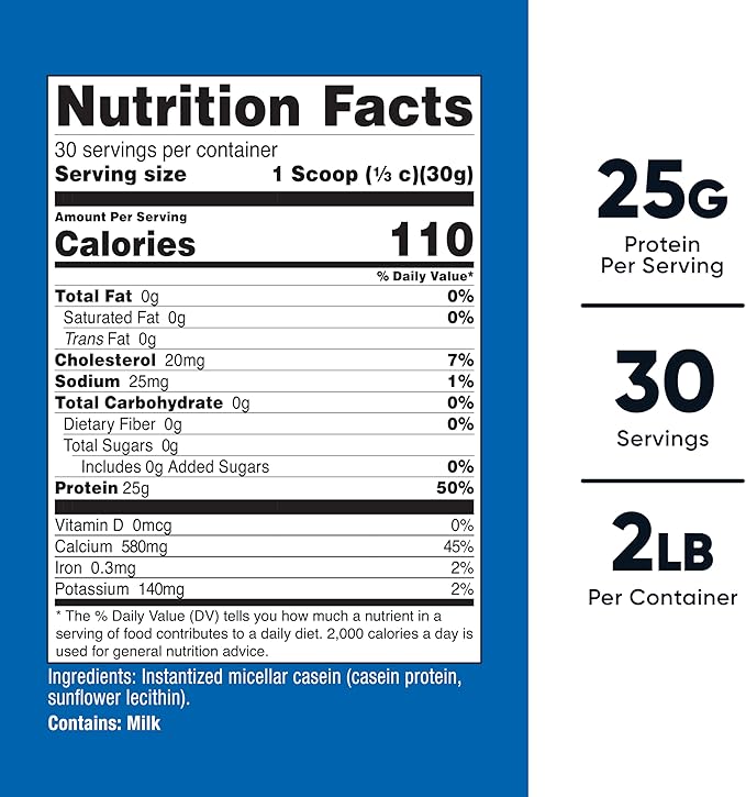 Nutricost Casein Protein Powder 2lb - Micellar Casein Gluten Free Non-GMO (Unflavored)