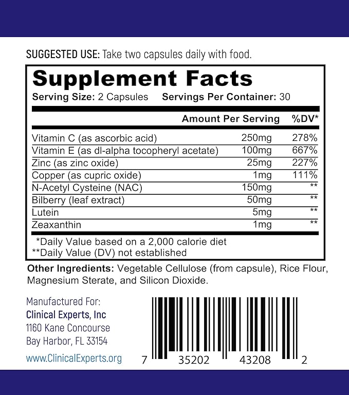 Navan EyeRx Eye Vitamins &amp Minerals for General Eye Health &amp Amsler Eye Grid Daily Vision Screening Tool by Clinical Experts
