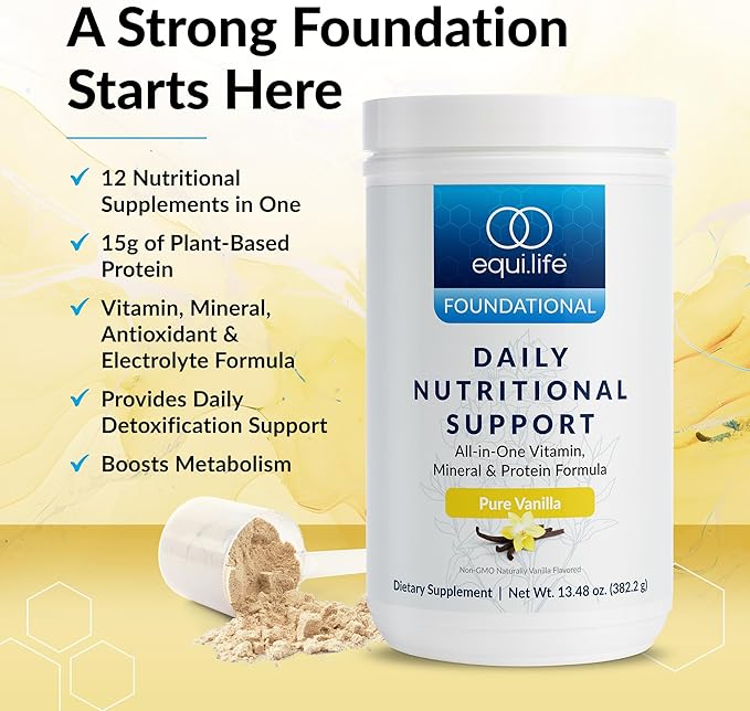 Equilife Daily Nutritional Support All-in-One Multivitamin Meal Replacement Pure Vanilla Flavor 15G Plant Protein Supports Overall Wellness Including Energy Digestion &amp Skin 14 Servings Tub