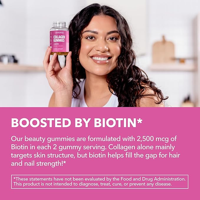 HAVASU NUTRITION Biotin and Collagen Gummies Bundle Ultimate Hair Growth Supplement with 5000mcg Type I and III with Zinc Vitamin E &amp C and 3000mcg Biotin for Hair Skin and Nail Growth