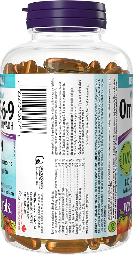 Webber Naturals High Potency Omega 3-6-9 180-Count
