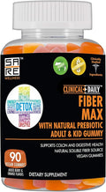 CLINICAL DAILY Fiber Max Vegan High Fiber Gummies for Adults &amp Kids. Constipation Relief for Adults and Kids. Prebiotic Inulin Fiber Supplement Gummies. 90 Gluten-Free Laxative Gummies for Gut Re
