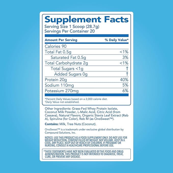 Clean Simple Eats Clear Protein Drinks 20G Grass Fed Whey Protein Isolate Ultra Filtered Light &amp Refreshing Beverage Low Lactose No Artificial Ingredients Blue Bahama Flavor 20 Servings