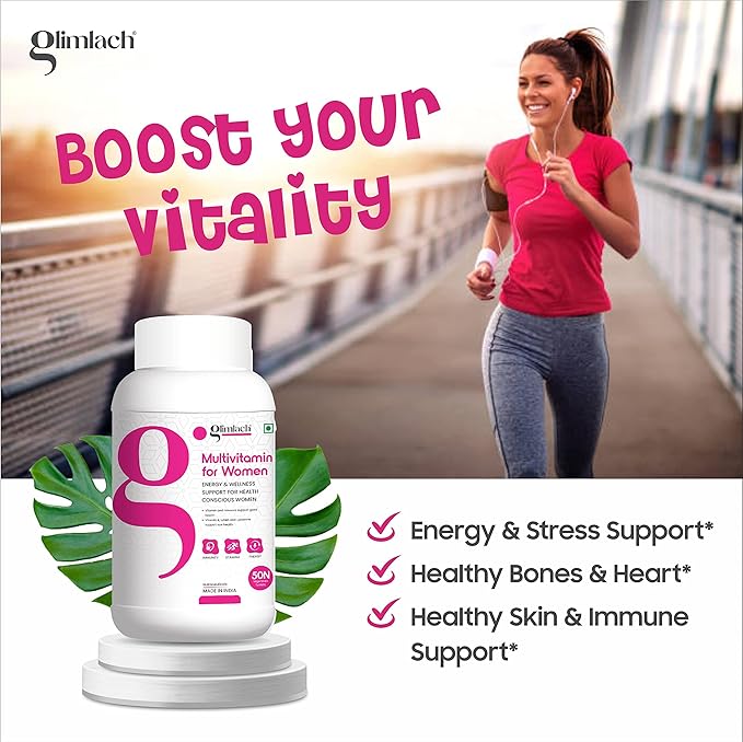 GLIMLACH Multivitamin for Women 250 Tablets Vitamin B12 Folic Acid Biotin Zinc Copper Manganese Selenium Magnesium Potassium Calcium Phosphorus (Pack of 5 50 Tablet Each Jar)
