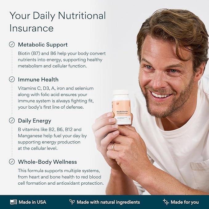 Bettervits Multivitamin for Women &amp Men | Womens Daily Multivitamin with 13 Essential Vitamins Iron Iodine Calcium and Biotin | Vitamins A K2 D3 C B1 B2 B3 B5 B6 B7 B9 B12 | 60 Capsul