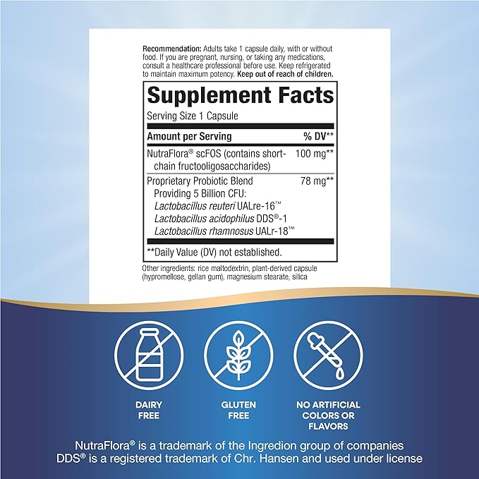 Nature's Way Primadophilus Reuteri Probiotic Supports Digestive &amp Immune Health* 5 Billion Live Cultures 30 Capsules (Packaging May Vary) - 2 Pack