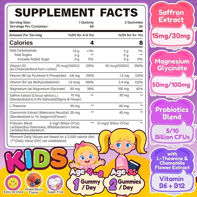 2 Pack Kids Multivitamin Gummies + 2 Pack Kids Saffron Gummies