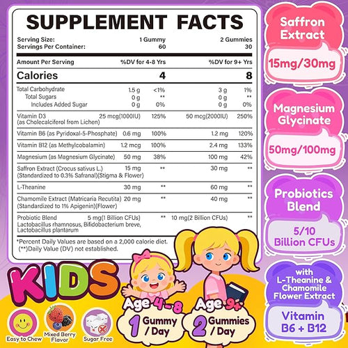 2 Pack Kids Multivitamin Gummies + 2 Pack Kids Saffron Gummies