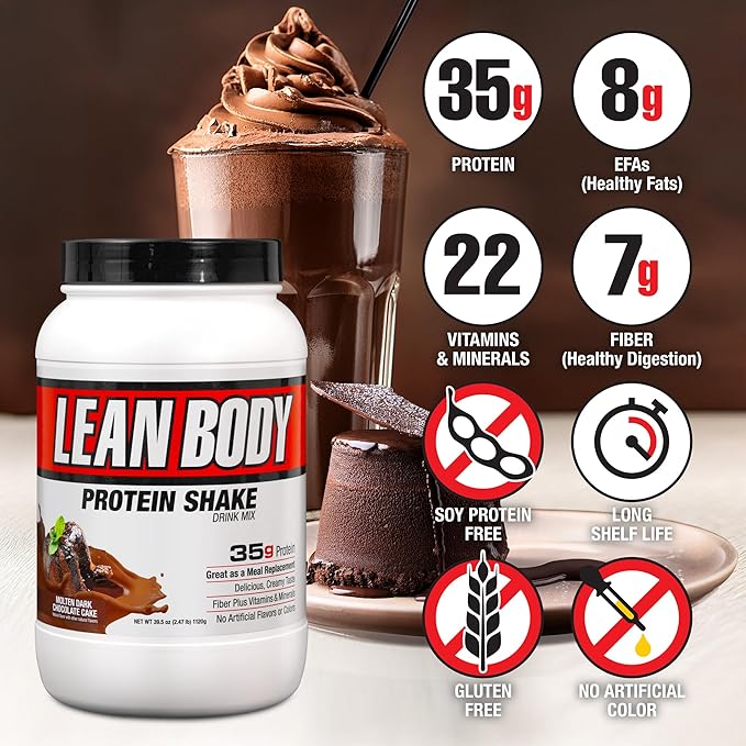 Labrada Lean Body Hi-Protein Meal Replacement Shake Molten Dark Chocolate Cake PACKAGING MAY VARY
