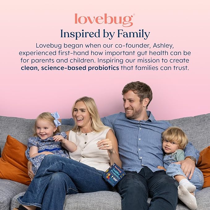 Lovebug Kids Probiotic Powder with Prebiotic Fiber - Toddler Immunity Support &amp Constipation Relief - USDA Organic Probiotics for Childrens Gut &amp Digestive Health (Ages 1-4) - 30 Pack (Unflavo