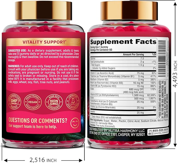 NUTRAHARMONY Biotin Collagen &amp Vitamin B-Complex Gummies