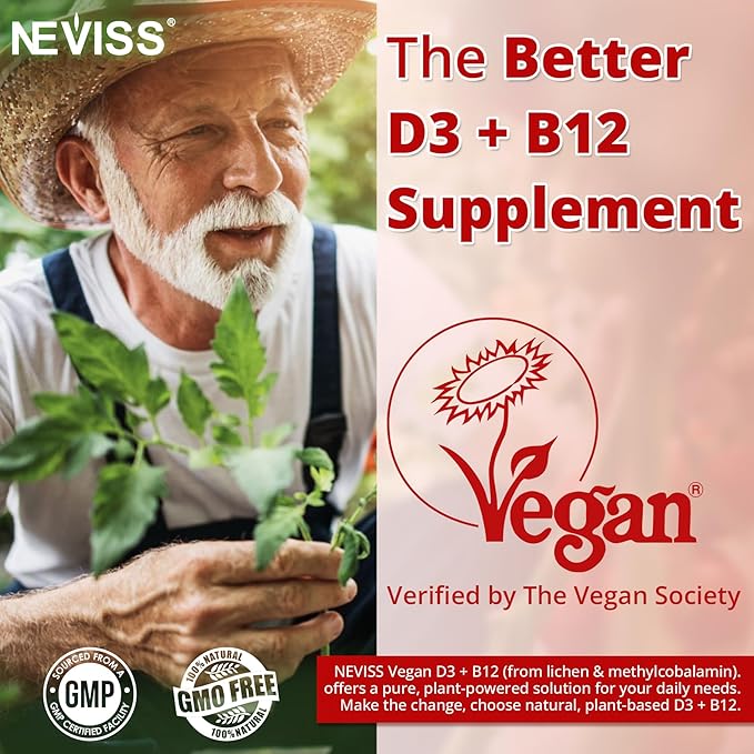 NEVISS 2Pack Vegan Vitamin D3 + Vitamin B12 Gummies High Potency D3 5000IU &amp 1000 mcg Methylated B12 Vitamin D3 and B12 for Adults Support Bone Health Immune &amp Energy Supplement 120 Count