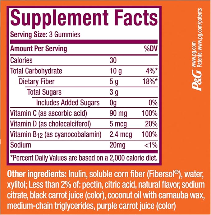 Metamucil Fiber Gummies for Adults with Vitamins CDB12 for MetabolismNo Sugar Added Citrus Berry Flavor5g Plant Based Prebiotic Fiber Supplement Blend120 Count (Pack of 2)