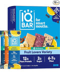 IQBAR Clean Plant Protein Bars - Fruit Lovers Variety Pack - 12 Count - Keto Vegan High Fiber Gluten and Dairy Free Low Sugar Snack - Brain and Body Nutrients for Focus Energy Meal Replacement