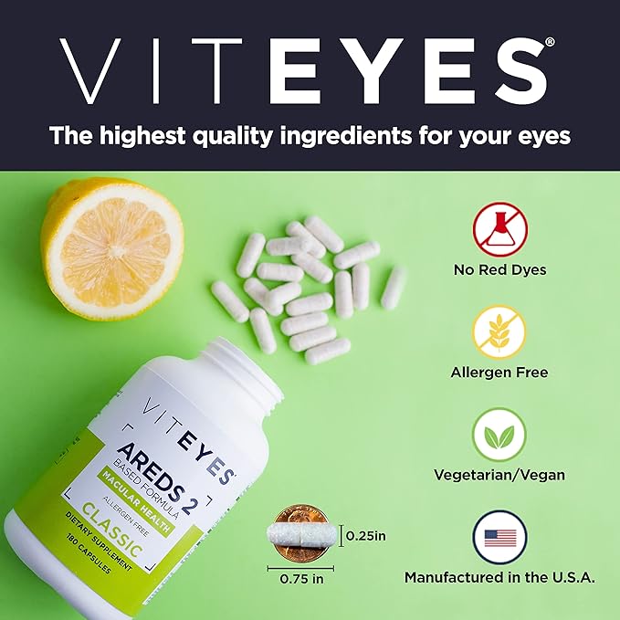 Viteyes AREDS 2 Capsules and Viteyes Multivitamin AREDS 2 Companion Single Daily Dose Eye Vitamins 3 Month Supply