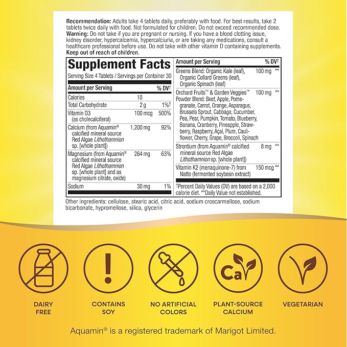 Nature’s Way Alive! Calcium Bone Support Tablets* Max Absorption Calcium Supplement with Vitamins D3 K2 &amp Magnesium Promotes Bone Health and Bone Density* Gluten Free 120 Tablets