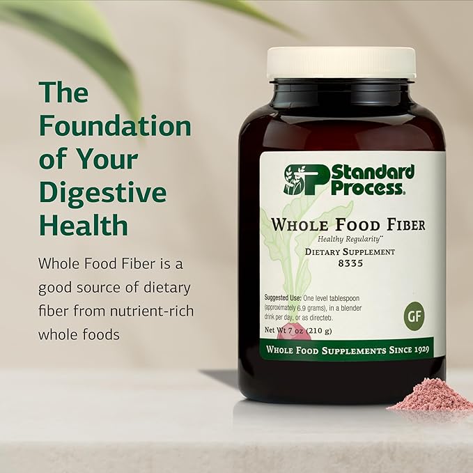 Standard Process - Whole Food Fiber - Daily Fiber Supplement for Digestive Health &amp Gut Support - High Fiber Powder with Soluble &amp Insoluble Fiber - Non-Dairy Non-Soy &amp Gluten-Free - 7 oz