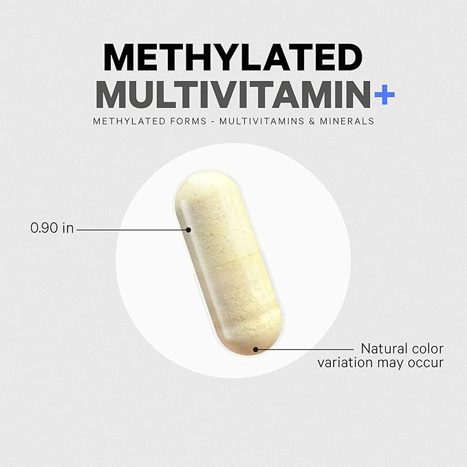 Codeage Methylated Multivitamin Supplement - B-Vitamin Vitamins A C D E K2 B12 Methylcobalamin - L-Methylfolate - Magnesium CoQ10 DIM Probiotics Benfotiamine Lithium Calcium - 90 Capsules