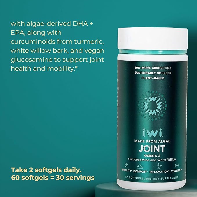 Iwi Omega-3 Essential &amp Joint Omega-3 Bundle 30 Servings Vegan Plant-Based Algae Omega 3 Krill &amp Fish Oil Alternative No Fishy Aftertaste