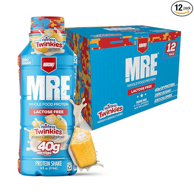 REDCON1 MRE Ready to Drink Protein Shakes Hostess™ Twinkies - Lactose Free RTD Protein Made with Real Whole Food Protein Blends - Easy to Digest Nutritional Shake (12 Pack)