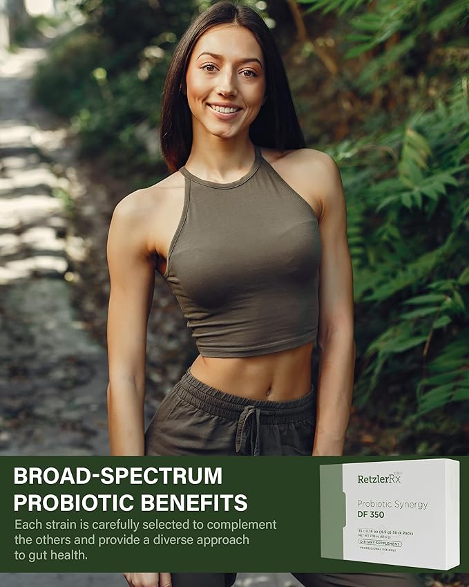 Probiotic Synergy DF 350 ® by Dr. RetzlerRx™ - 350 Billion CFU - Dairy-Free High Potency 350 CFU 18-Strain Probiotic Supplement - Supports Immune + Gut Health (15 Single Serving Stick Packs)