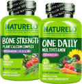 NATURELO One Daily Multivitamin for Women 50+ (Iron Free) 60 Capsules Calcium Supplement for Bone Strength 120 Capsules Bundle
