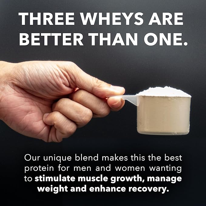 3-in-1 Vanilla Whey Protein Powder 2.2lb – 30g Grass-Fed Whey Protein from Hydrolysate Isolate &amp Concentrate – Naturally Flavored Non-GMO Soy-Free – 28 Servings
