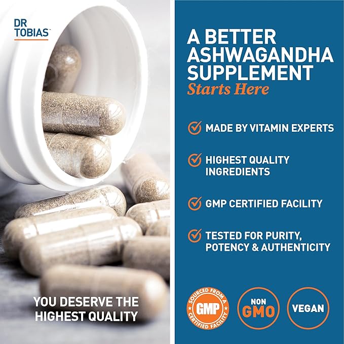 Dr. Tobias Adult Multivitamins and Ashwagandha Capsules Support Overall Wellness &amp Balanced Energy &amp Resilience Vegan Non-GMO