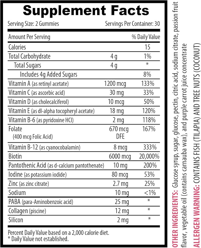 Best multivitamin with Right Amount Daily dose Supplements - Hair Skin &amp Nails Gummies - Essential Vitamins Collagen Biotin Antioxidant Strong Nails Healthy Hair Nourish 3 Bot 180 Gummies