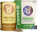 Gnarly Nutrition Performance Greens Blueberry Açai (11.64 oz) and Gnarly Whey Grass-Fed Protein Supplement Chocolate (32.0oz)