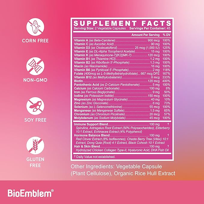 BioEmblem Women's Multivitamin and Mushroom Complex