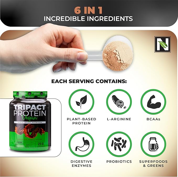 Nutrology TRIPACT Vegan Protein Powder for Vegan Protein Shakes Chocolate Peanut Butter (20 Servings) BCAA Natural Plant Based BCAA Powder Orange Coconut Flavor (30 Servings)
