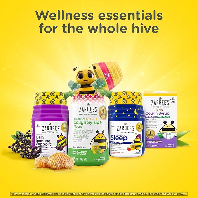 Zarbee's Kid's Complete Multivitamin + Probiotic Gummies with Vitamins A B C D E &amp zinc for Digestive Health Easy to Chew Kids Daily Multivitamin Gummies Natural Fruit70 Count (Pack of 2)