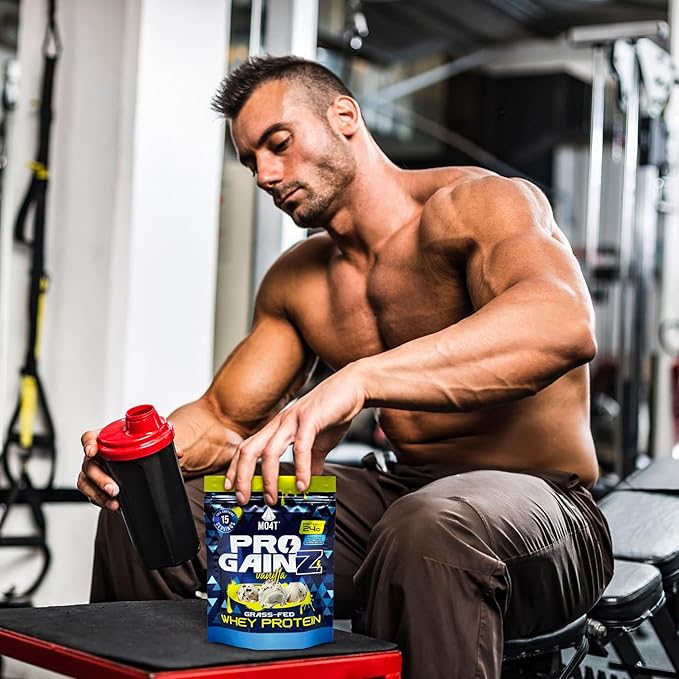 MO4T ProGainz - Grass-Fed Whey Protein Concentrate Powder - Whey Concentrate with Digestive Enzymes - 24g of Whey Concentrate Protein per Serving- Proteina para ganar masa Muscular