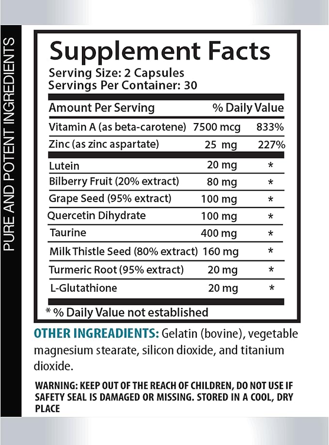 grape seed extract organic - ADVANCED VISION FORMULA - taurine amino acid Improves Vision Lutein And Zeaxanthin organic eye supplements for adults over 50 milk thistle organic - 3 Bottles 180Caps