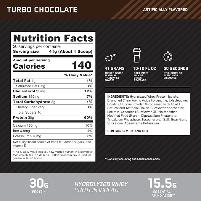 Optimum Nutrition Platinum Hydro Whey Turbo Chocolate 1.75 Pound