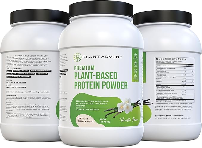 Premium Plant-Based Protein Powder - 100% Vegan No Artificial Flavors Gluten-Free and Dairy-Free (2 lbs Vanilla Bean)