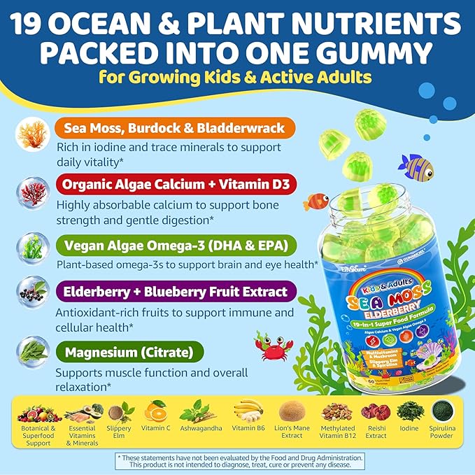 Calcium Citrate Gummies &amp Sea Moss Gummies for Kids &amp Adults