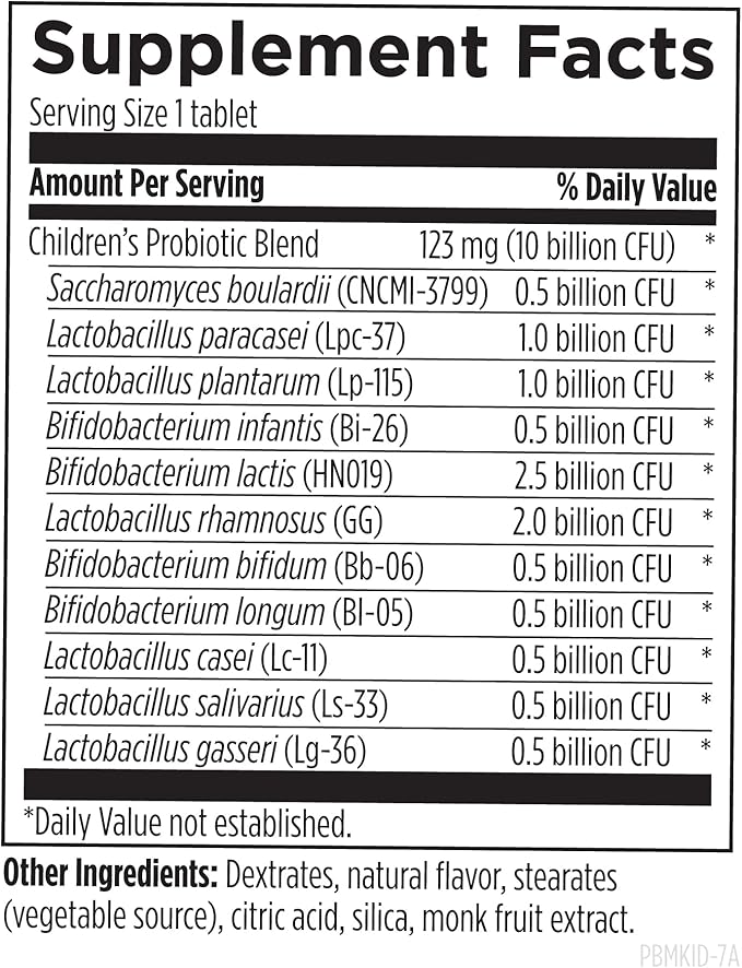 Designs for Health ProbioMed Kids Chewable Probiotic - 10b CFU Gut &amp Immune Support for Children - Lactobacillus Bifidobacterium + Saccharomyces boulardii - Delicious Berry Flavor (30 Tablets)