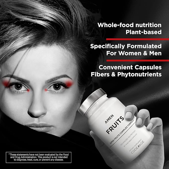 Amen Fruits Daily Fruits Vitamins Supplements Over 20 Whole Fruit Extracts - Raw Multivitamin Berries Antioxidant Polyphenols Superfood &amp Flavonoids - Non-GMO - 90 Capsules