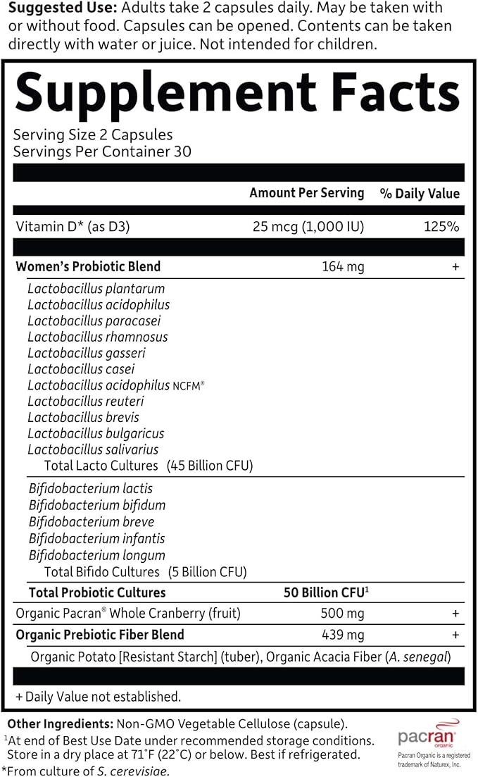 Garden of Life Dr. Formulated Probiotics Urinary Tract+ - 50 Billion CFU - Supports Digestive Immune &amp Urinary Tract Health - 60 Vegetarian Capsules