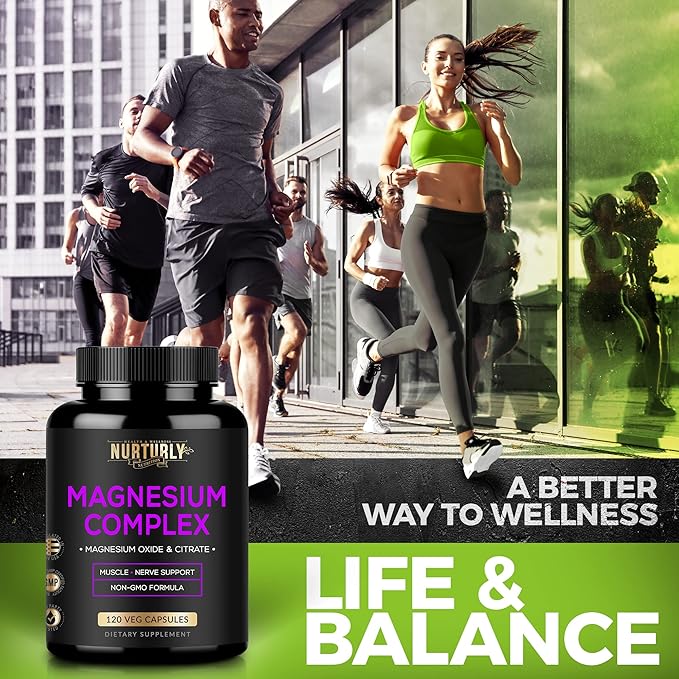 Magnesium Citrate &amp Oxide 500mg Complex Supplement - High Absorption Maximum Strength - Helps Support Bone Density and Strength Muscles Energy and Sleep - 360 Vegan Capsules