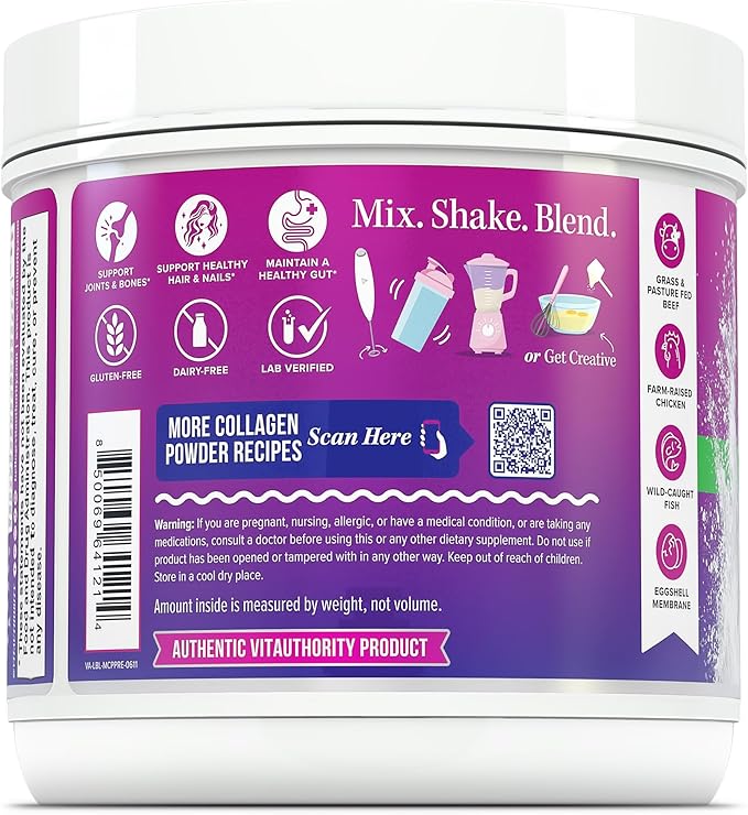 Multi Collagen Probiotics for Women Prebiotics Protein Powder | 20g Collagen Peptides Hyaluronic Acid Vitamin C &amp Fibersol Prebiotic Support Skin Elasticity Digestion Gut Health Unflavored 20 Serv