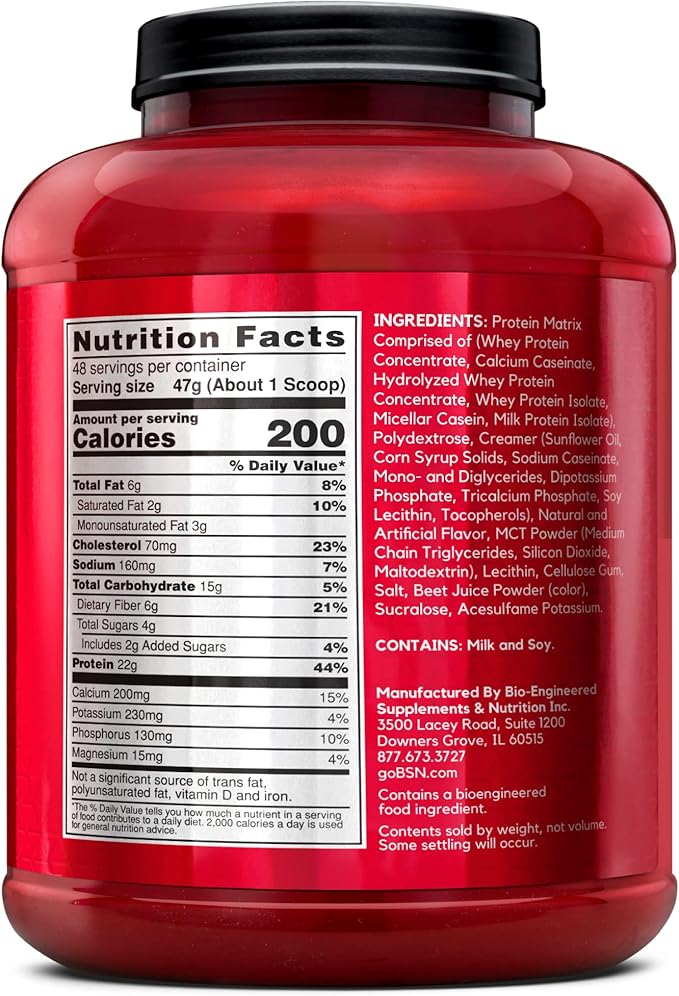 BSN SYNTHA-6 Whey Protein Powder with Micellar Casein Milk Isolate Strawberry Milkshake 48 Servings (Packaging May Vary)
