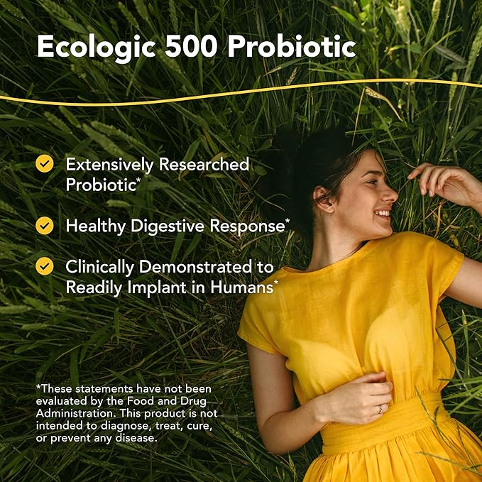 NORTH AMERICAN HERB &amp SPICE Health-Bac - 100 grams - Clinically Tested Ecologic 500 Probiotic - Healthy Digestive Response - Non-GMO Gluten Free Soy Free - About 33 Servings