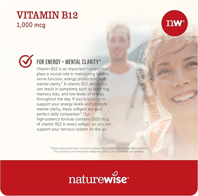 NatureWise Vitamin B12 1000 mcg 150 Softgels &amp Vitamin D3 5000iu 360 Mini Softgels for Energy Mental Clarity Bone &amp Muscle Support